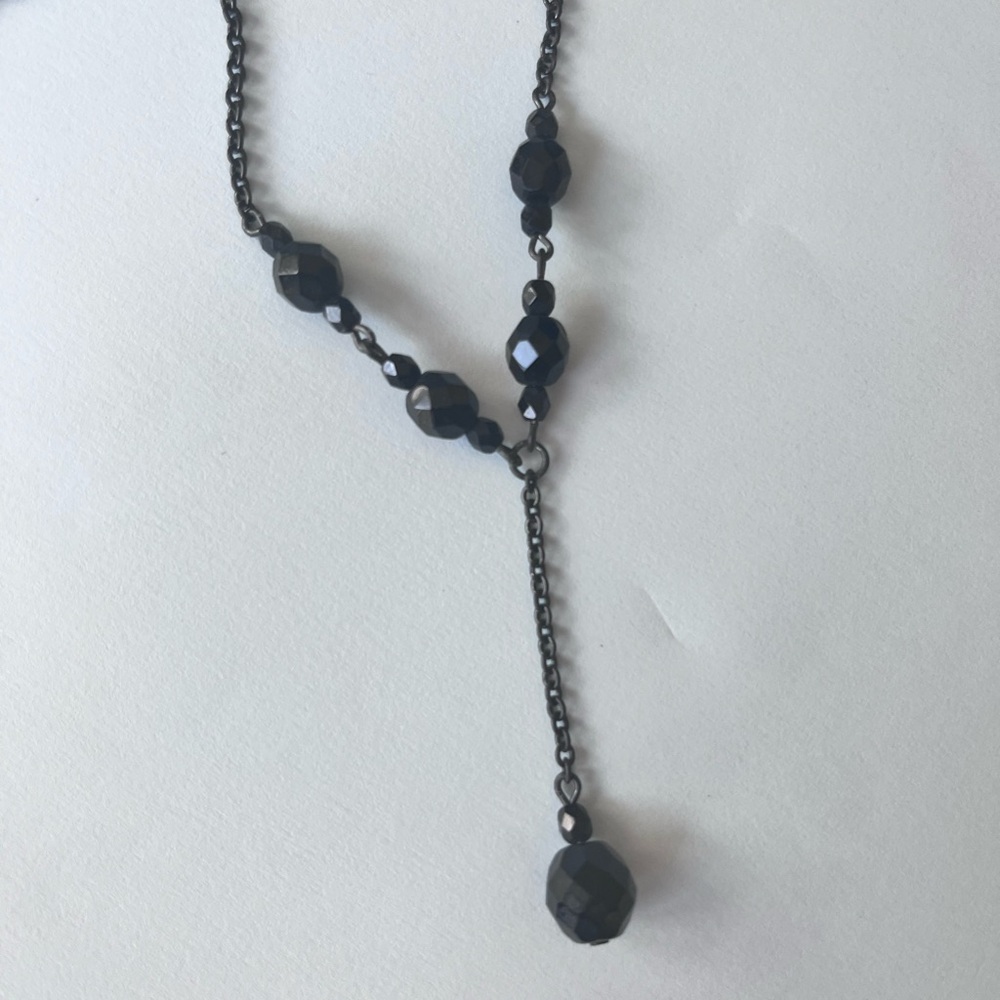 “1928”  Black Beaded Lariet Necklace - Picture 5 of 9